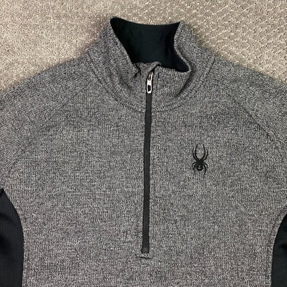 Spyder Outbound Sweater Jacket Men's Large Gray black 1/4 Zip 1/2 Zip Sweatshirt - Picture 3 of 10